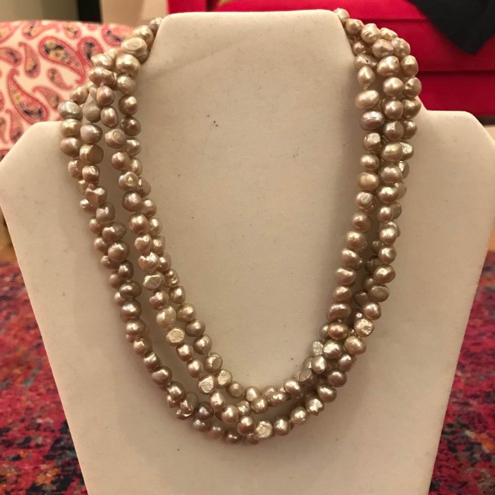 2 Gray Cultured Freshwater Pearl Necklaces